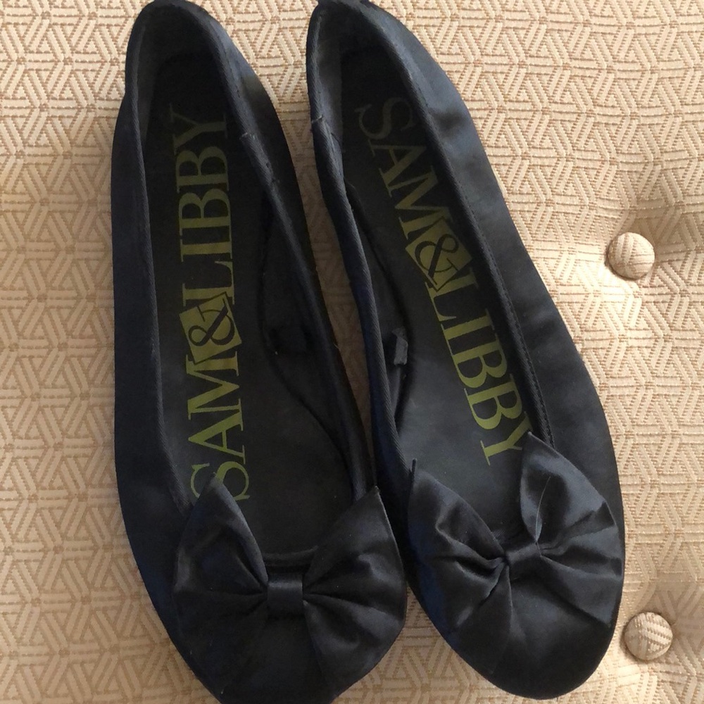 Black satin flats